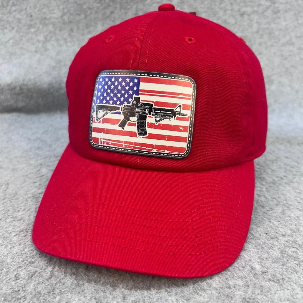 American Flag AR-15 Patch Mens Red Gelante Baseball Cap Adjustable OSFA